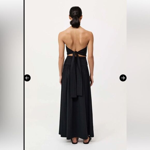 ST. AGNI Gathered Maxi Black Dress Strapless Tie Back Size XS - Picture 9 of 15